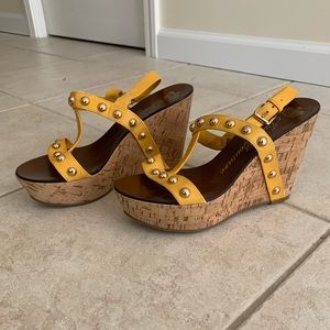 Juicy Couture yellow studded platform sandals